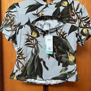 Guess Olive Leaf Cut-Out Crop Top